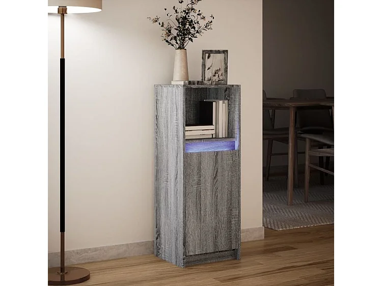 Buffet avec LED sonoma gris 38x34x100 bois d'ingénierie