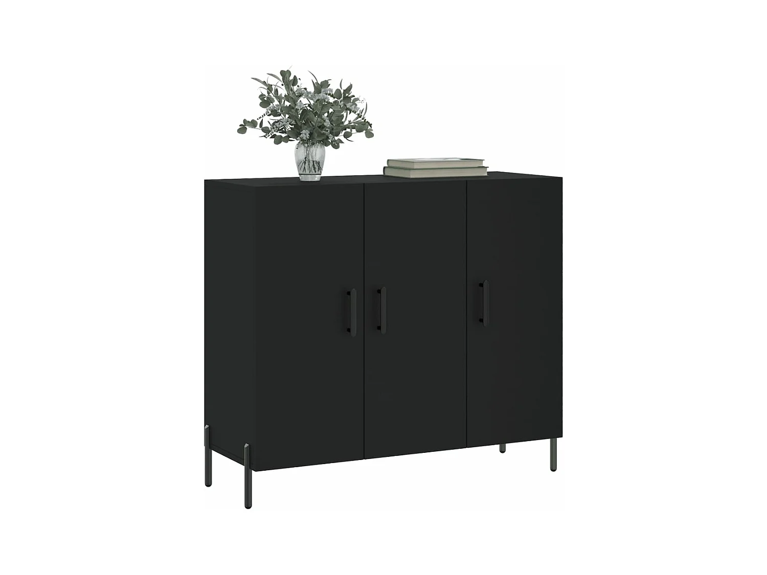 Buffet noir 90x34x80 bois d'ingénierie