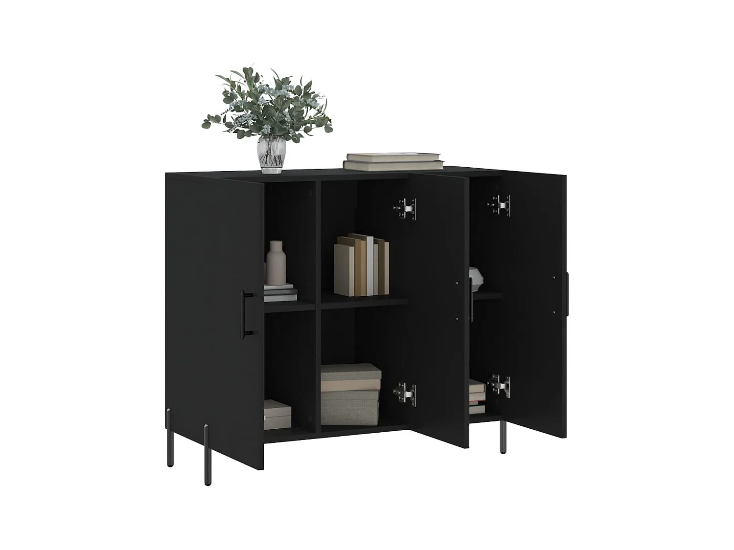 Buffet noir 90x34x80 bois d'ingénierie