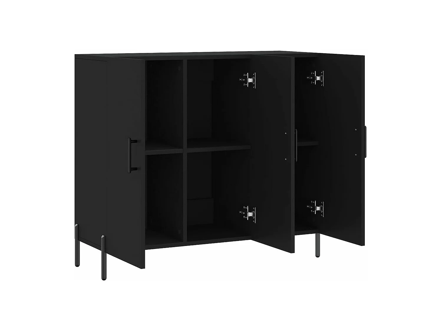 Buffet noir 90x34x80 bois d'ingénierie