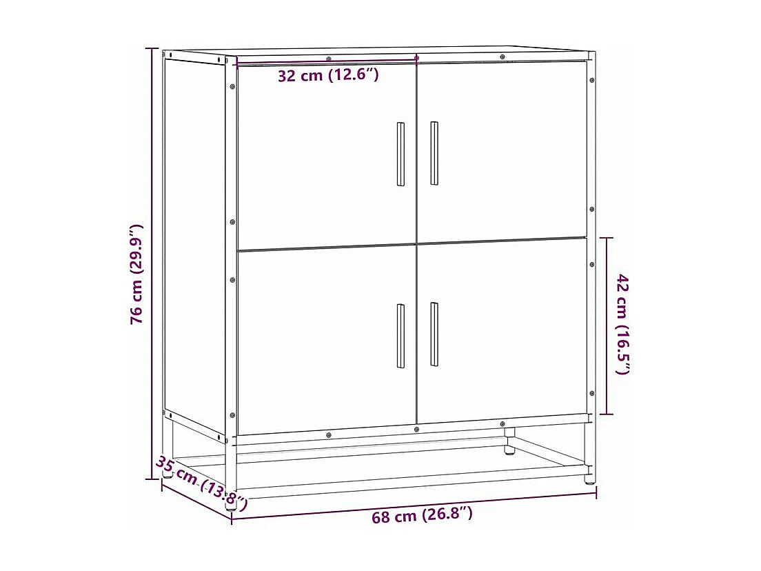 Buffet chêne fumé 68x35x76 bois d'ingénierie