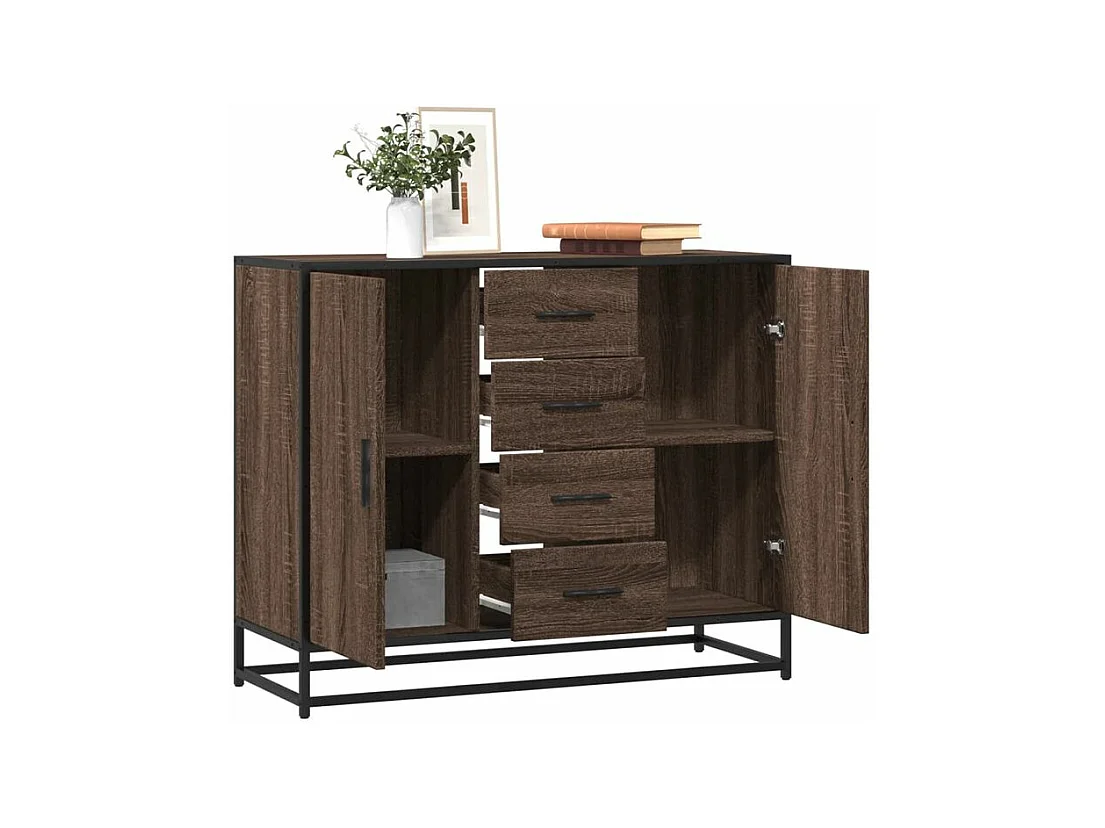 Buffet chêne marron 92x35x76 Bois d'ingénierie