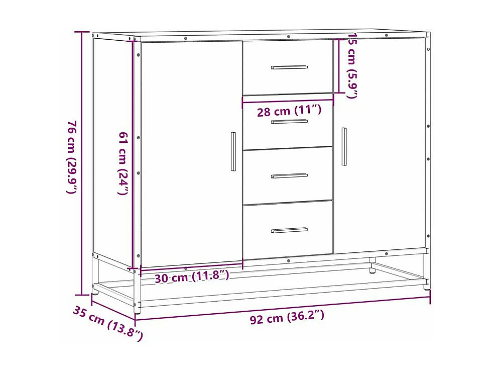 Buffet chêne marron 92x35x76 Bois d'ingénierie