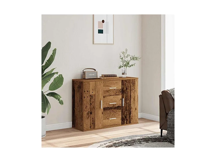 Buffet vieux bois 90x29,5x65 bois d'ingénierie