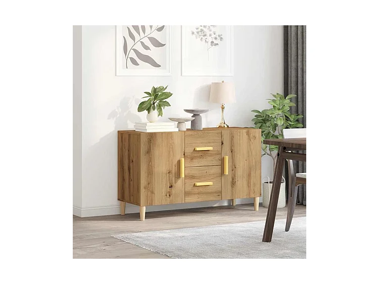 Buffet chêne artisanal 100x36x60 bois d'ingénierie