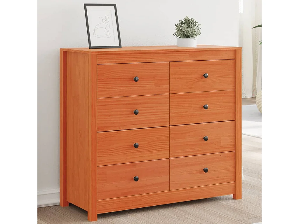 Armoire latérale marron 100x40x90 bois de pin massif