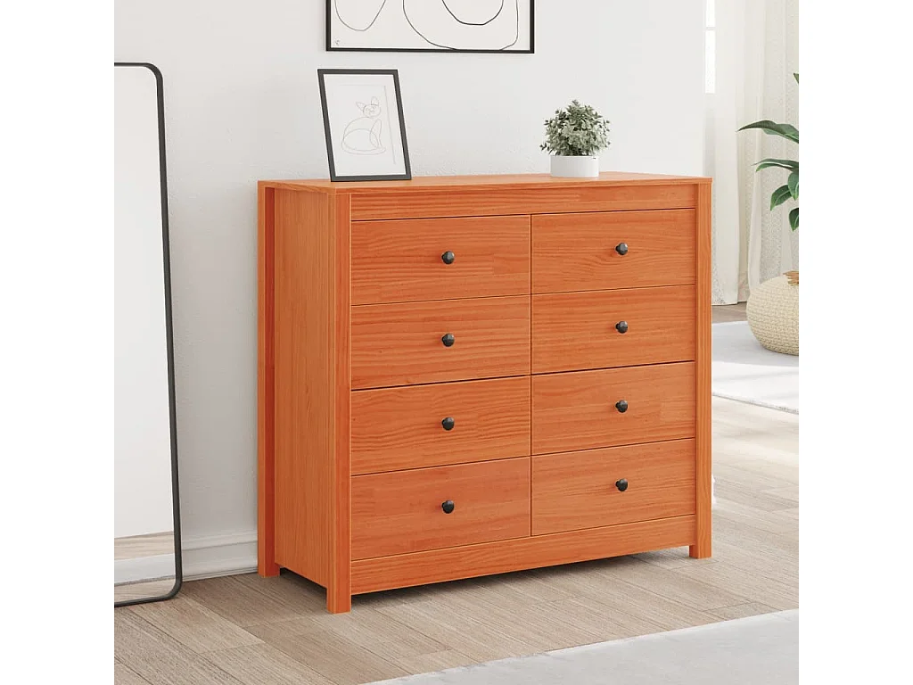 Armoire latérale marron 100x40x90 bois de pin massif