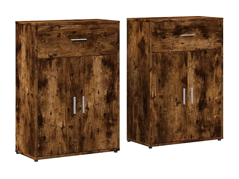 Buffets 2 pcs chêne fumé 60x30x84 bois d'ingénierie