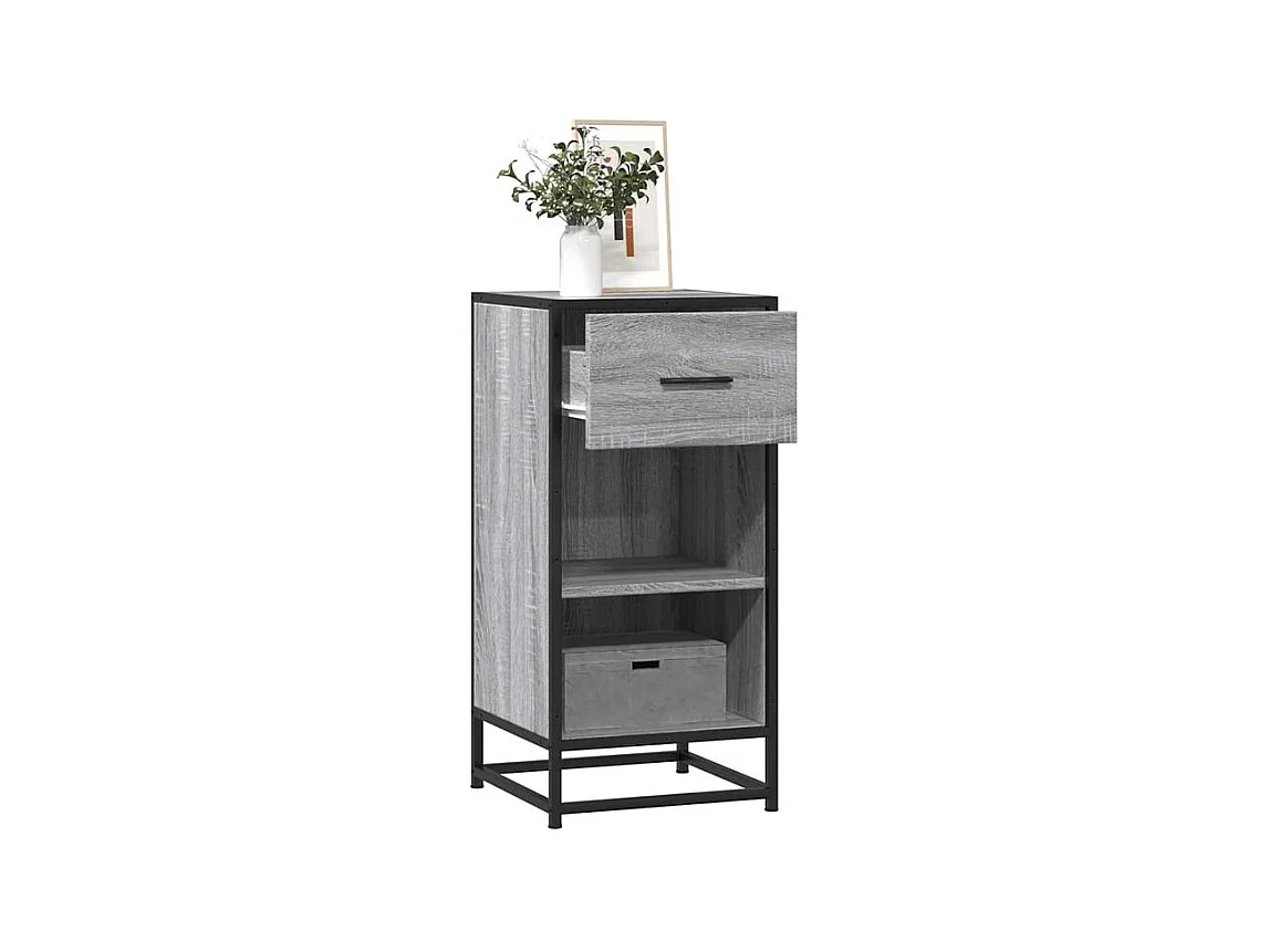 Buffet sonoma gris 35,5x35x76 bois d'ingénierie et métal