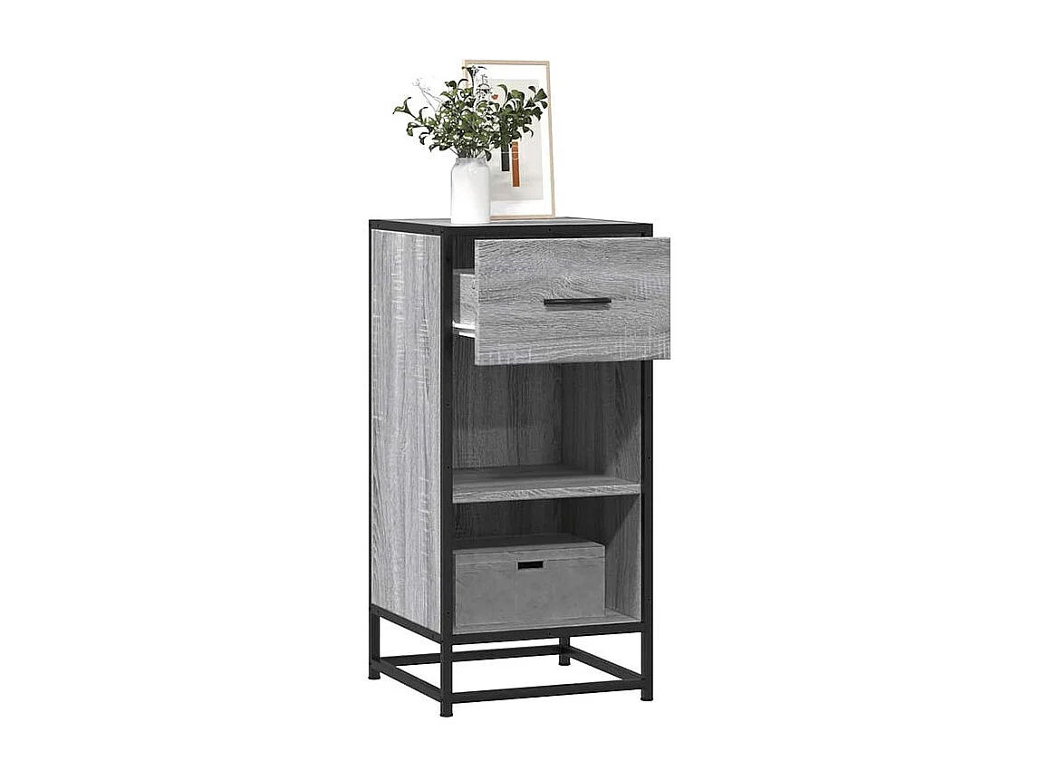 Buffet sonoma gris 35,5x35x76 bois d'ingénierie et métal