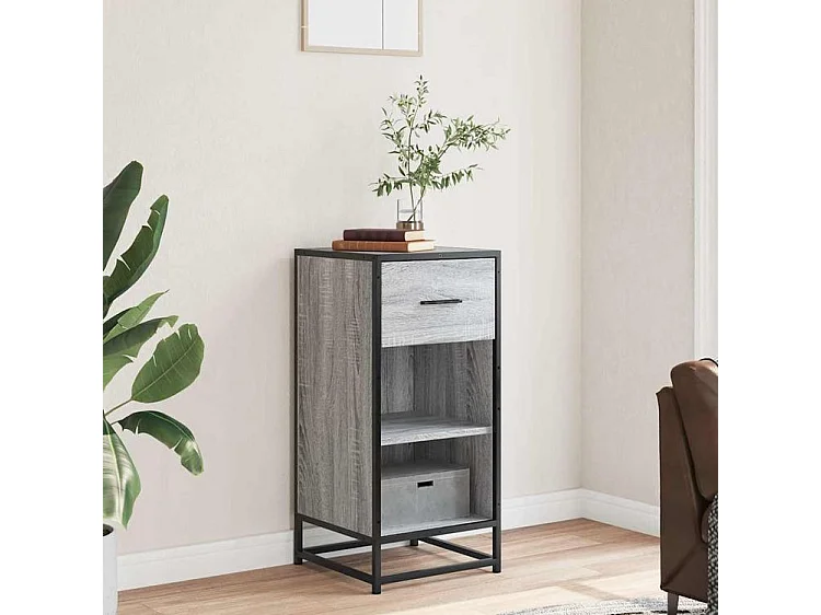 Buffet sonoma gris 35,5x35x76 bois d'ingénierie et métal