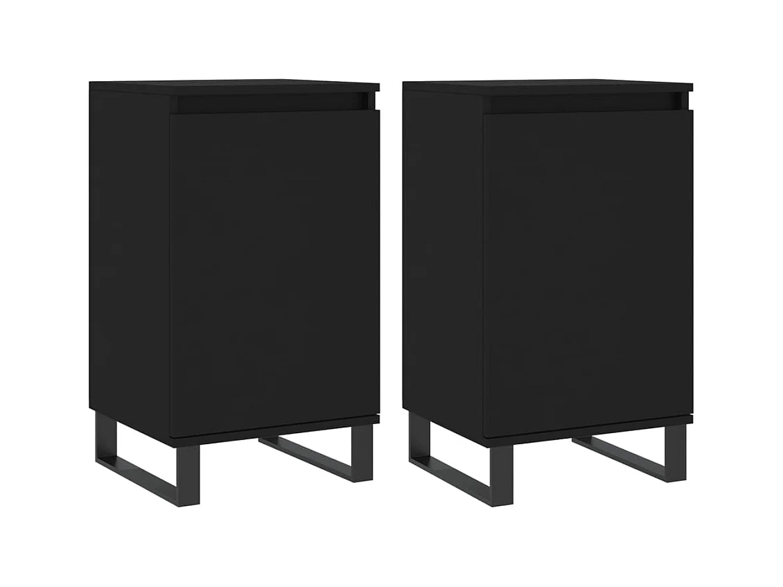 Buffets 2 pcs noir 40x35x70 bois d’ingénierie