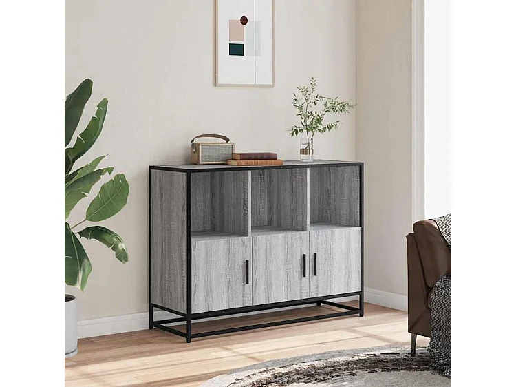 Buffet sonoma gris 100x35x76 bois d'ingénierie