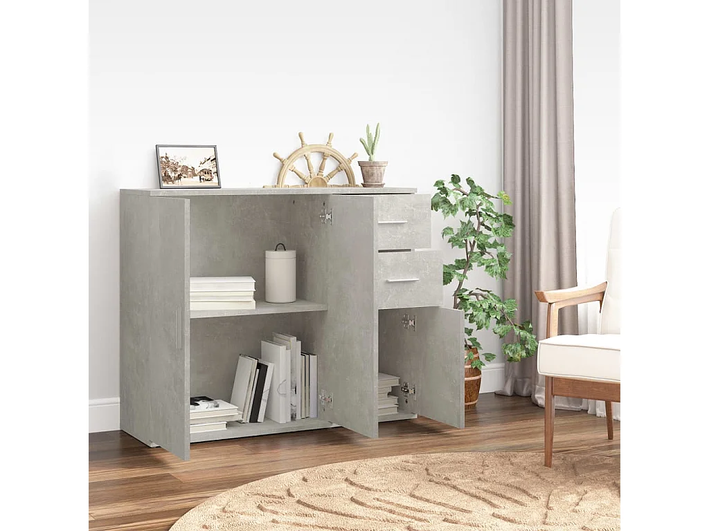 Buffet Gris béton 91x29,5x75 Bois d'ingénierie