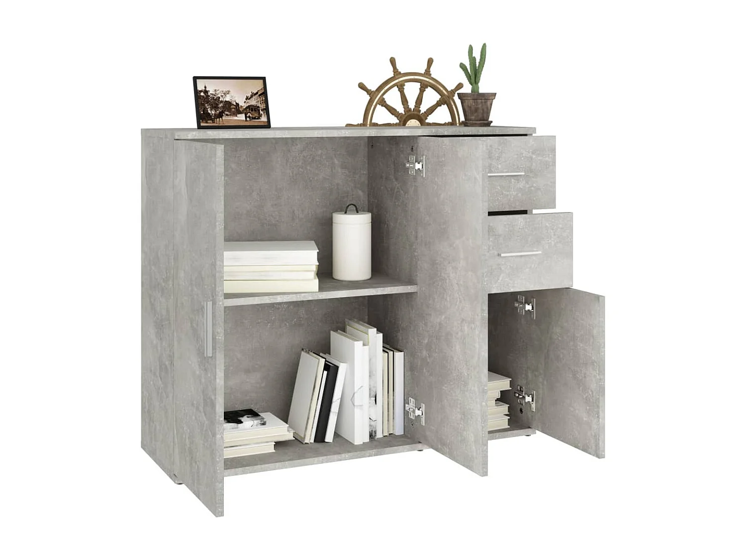 Buffet Gris béton 91x29,5x75 Bois d'ingénierie