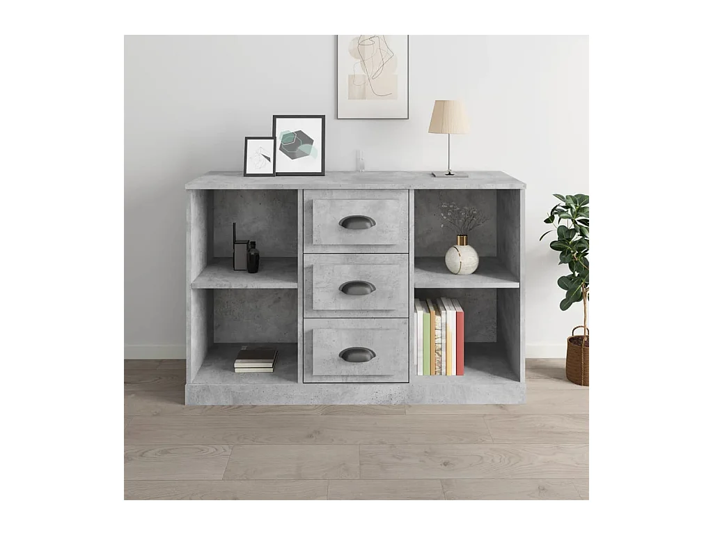 Buffet gris béton 104,5x35,5x67,5 bois d'ingénierie