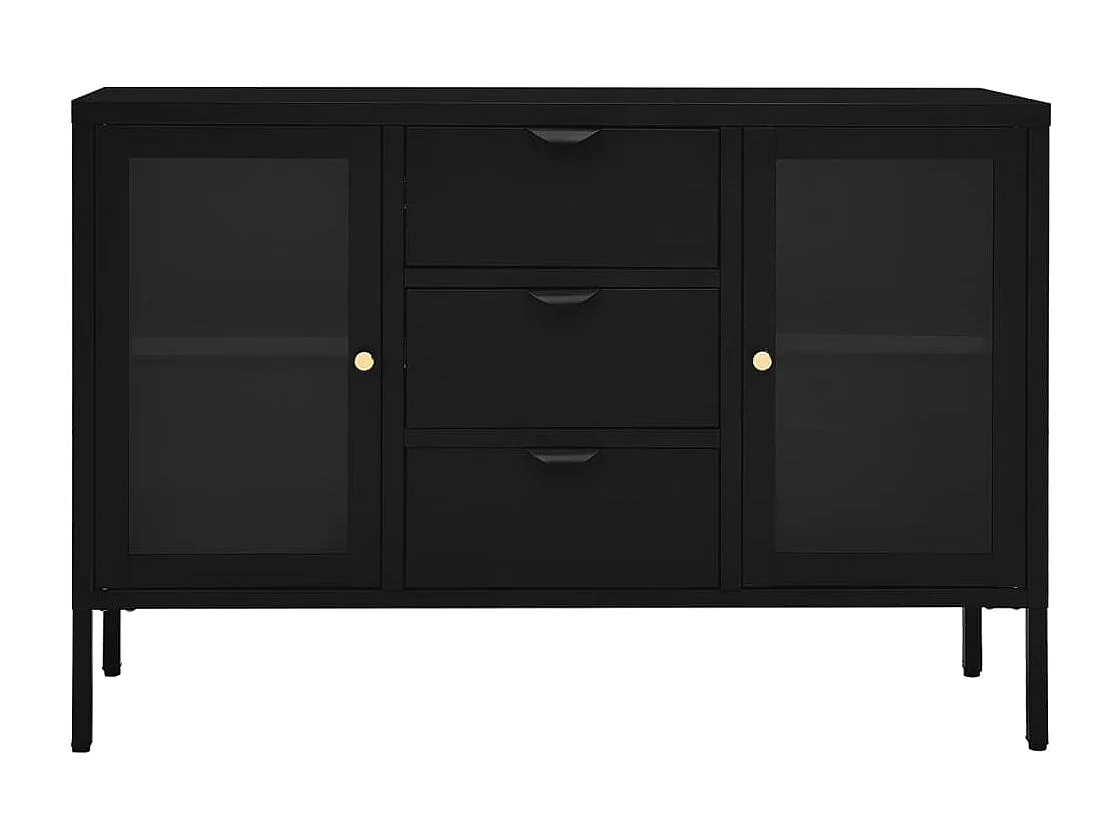 Buffet Lapona 105cm – Acier et verre trempé-Couleur Noir