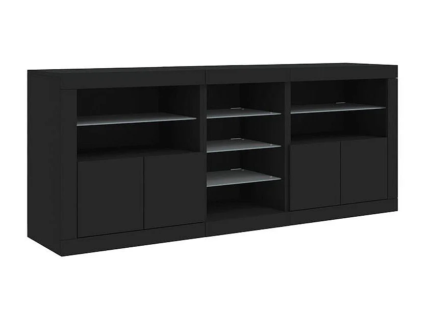 Buffet avec lumières LED noir 181,5x37x67