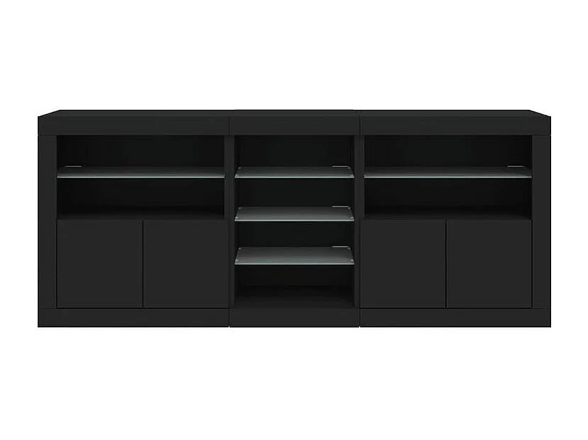 Buffet avec lumières LED noir 181,5x37x67