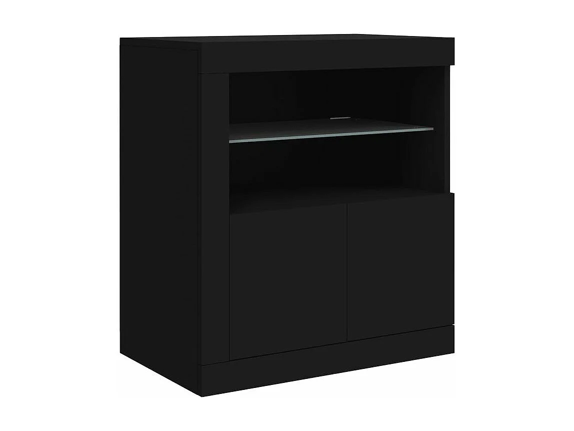 Buffet avec lumières LED noir 181,5x37x67