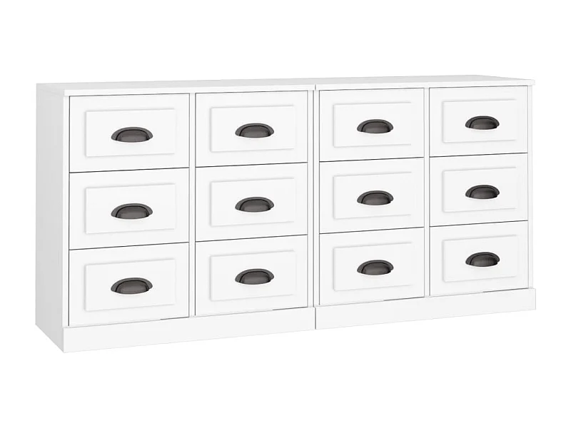 Buffets 2 pcs blanc bois d'ingénierie