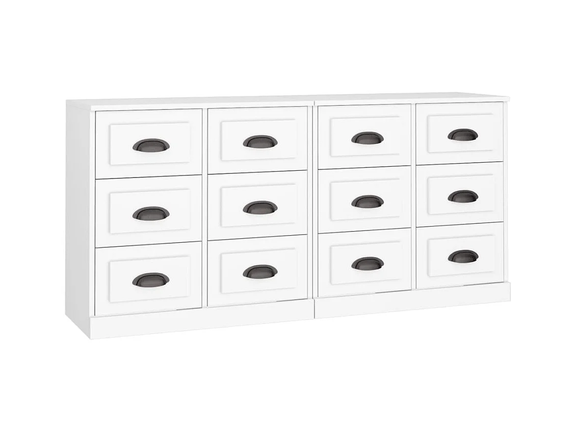 Buffets 2 pcs blanc bois d'ingénierie