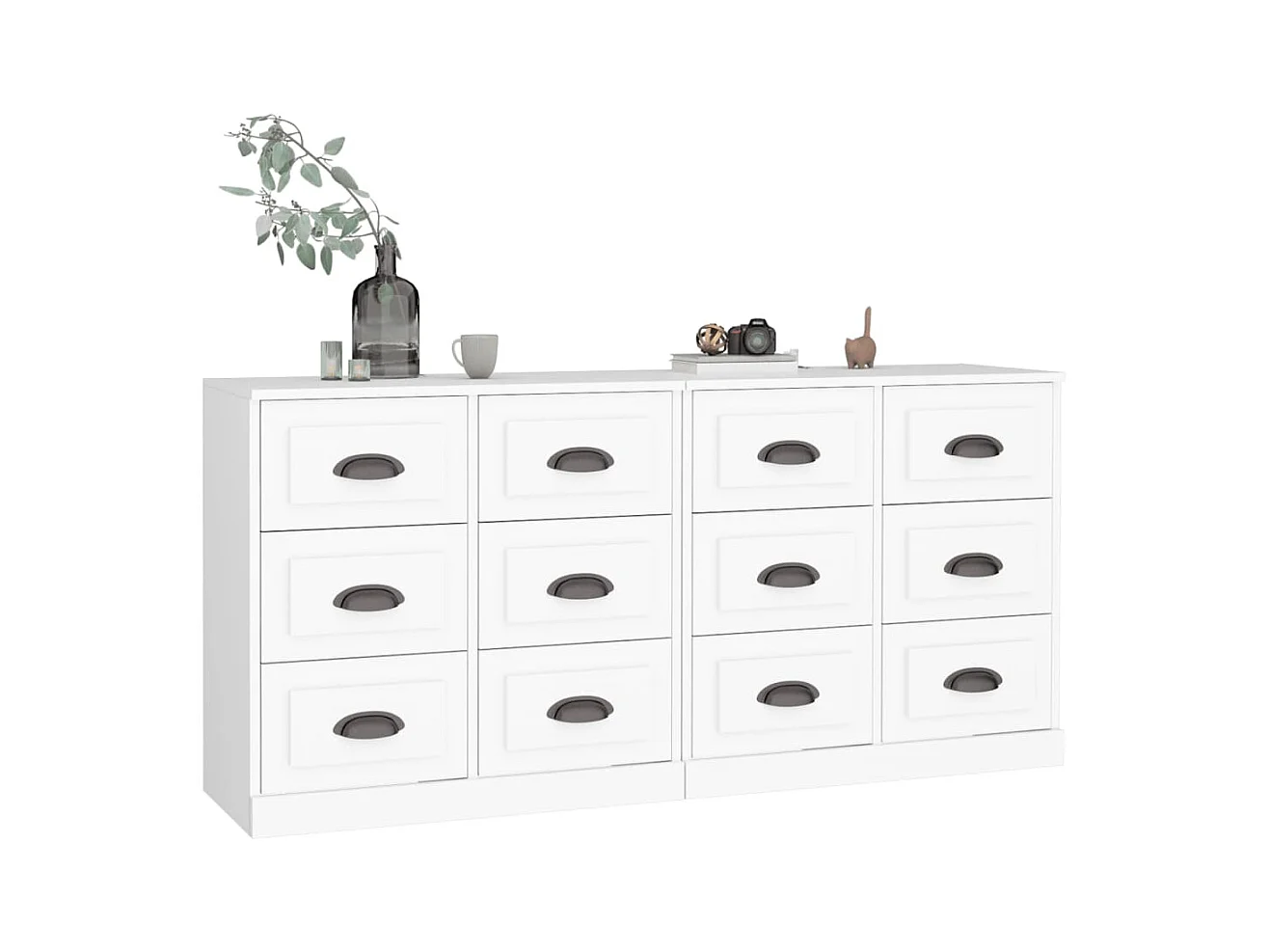 Buffets 2 pcs blanc bois d'ingénierie