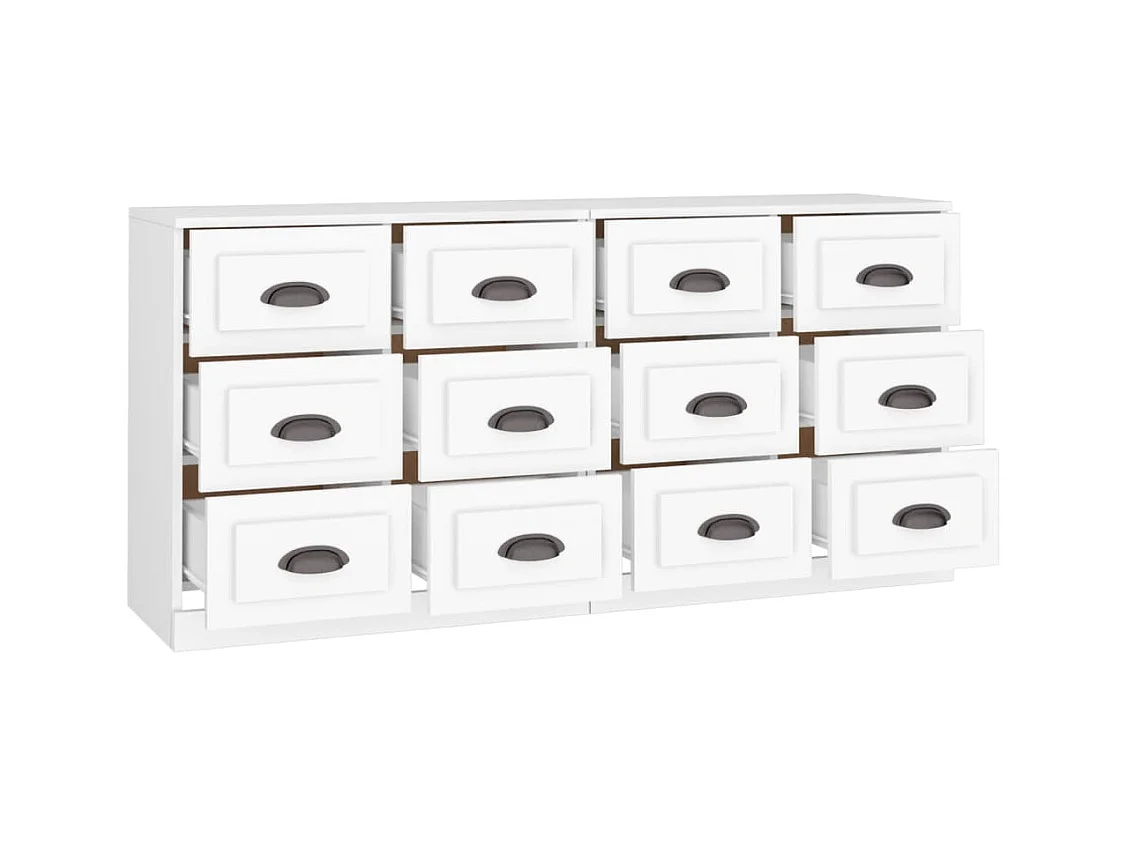 Buffets 2 pcs blanc bois d'ingénierie