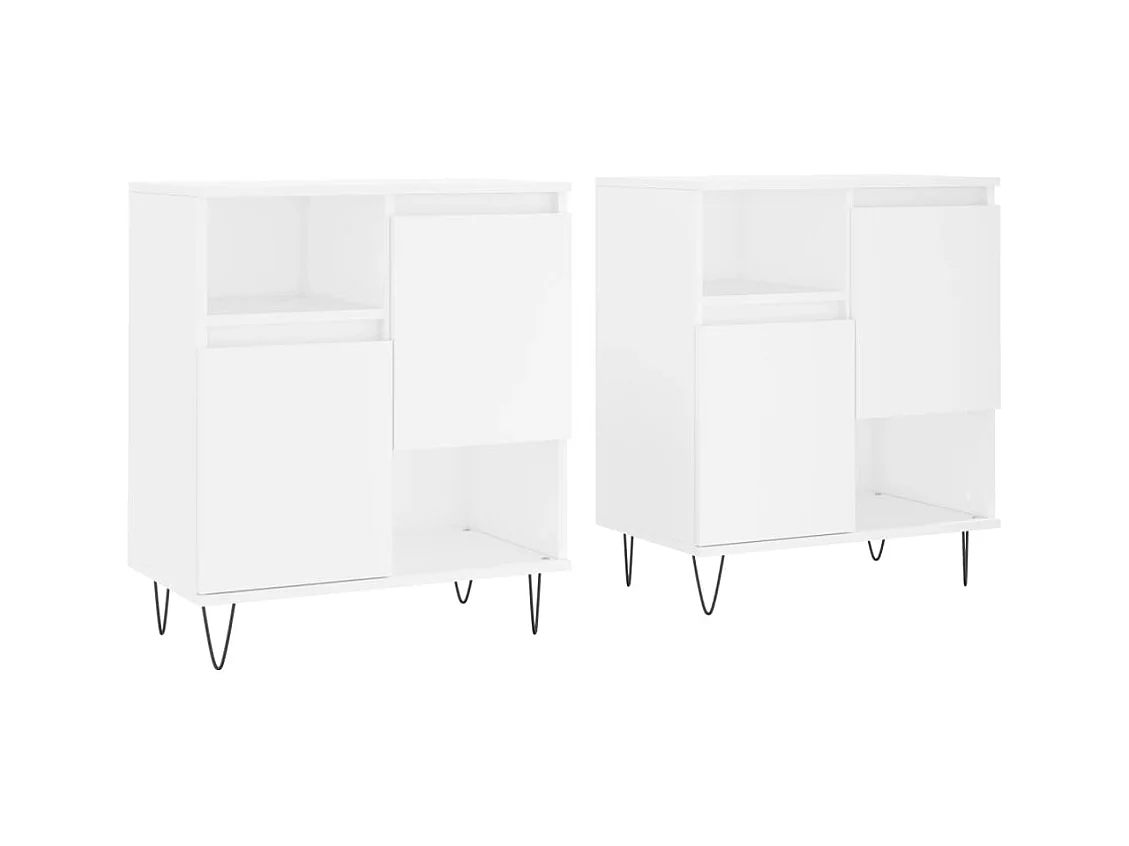 Buffets 2 pcs blanc bois d'ingénierie