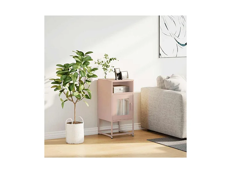 Table de chevet rose 36x39x78 acier laminé à froid