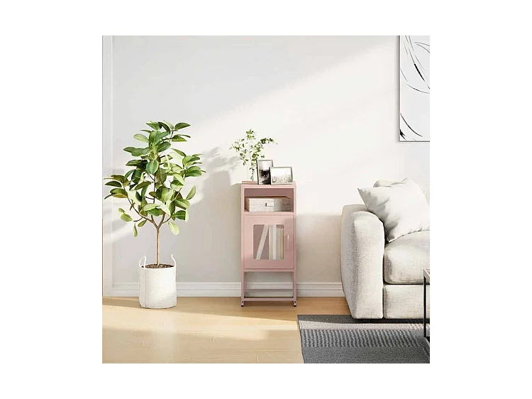 Table de chevet rose 36x39x78 acier laminé à froid