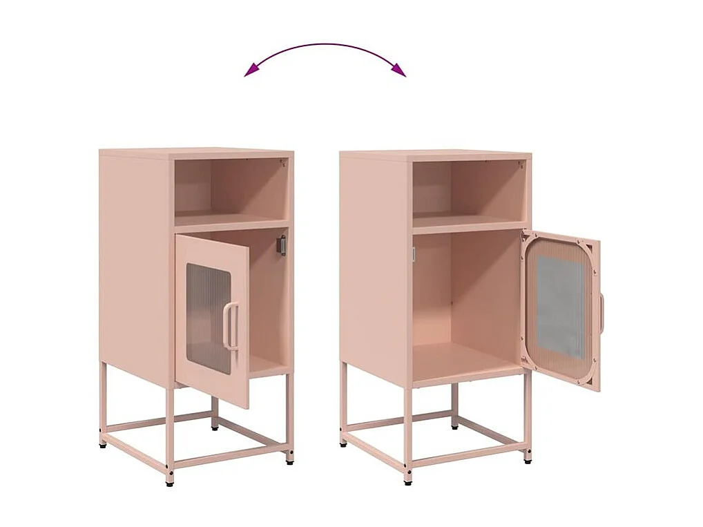 Table de chevet rose 36x39x78 acier laminé à froid