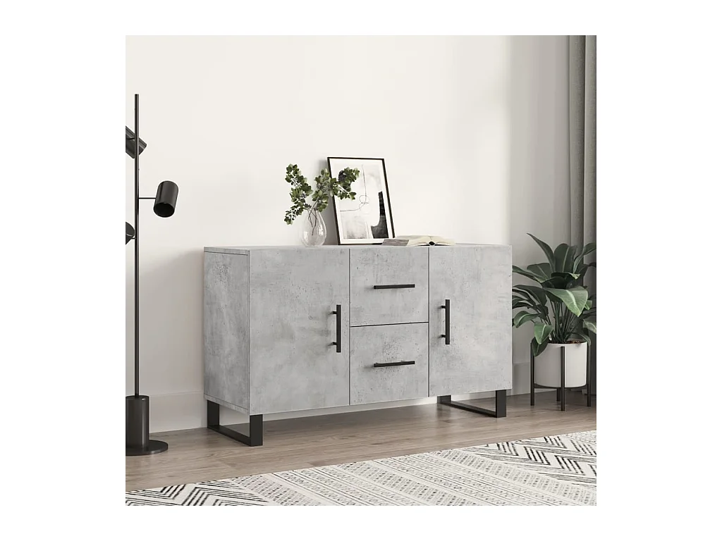 Buffet gris béton 100x36x60 bois d'ingénierie