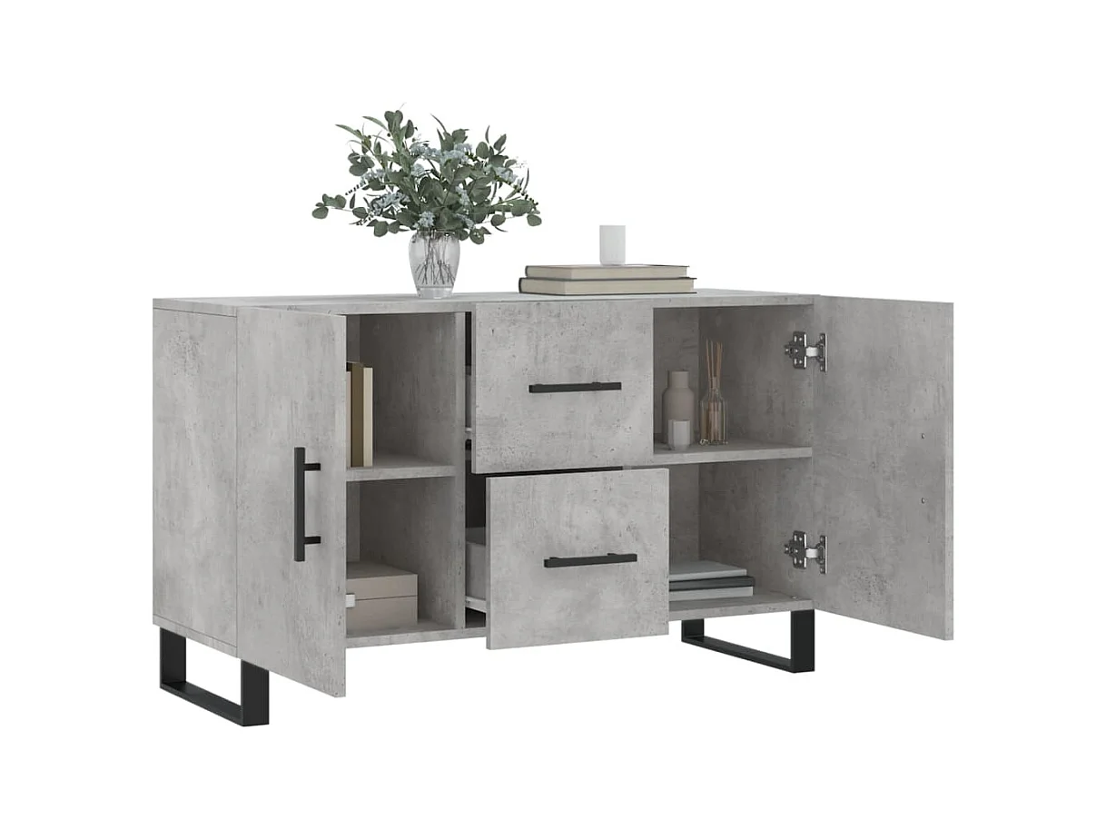 Buffet gris béton 100x36x60 bois d'ingénierie