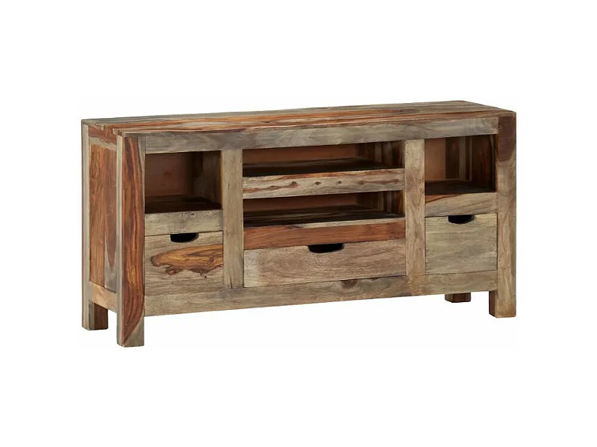 Buffet 3 tiroirs sesham massif foncé Mika