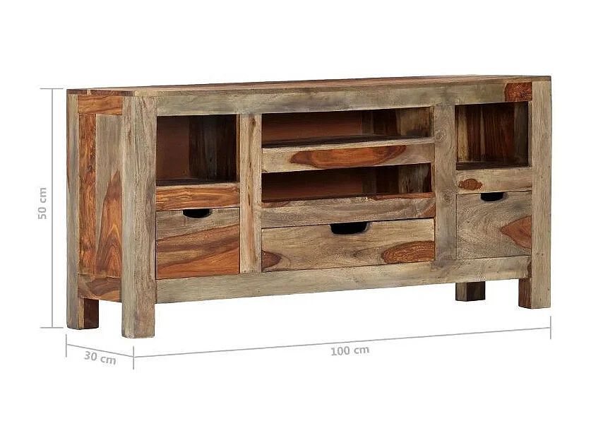 Buffet 3 tiroirs sesham massif foncé Mika