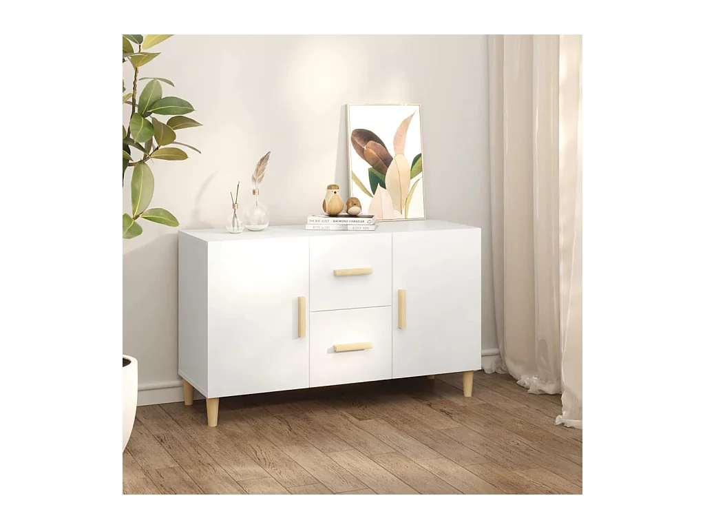 Buffet blanc 100x36x60 bois d'ingénierie