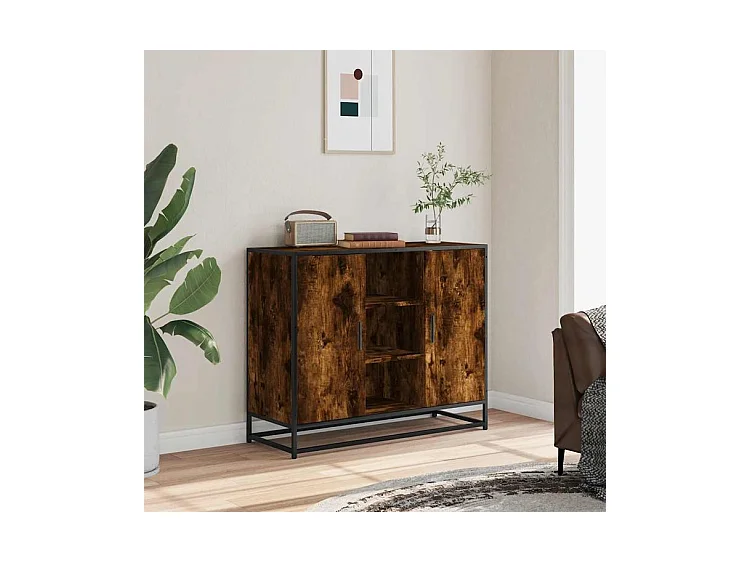 Buffet chêne fumé 92x35x76 bois d'ingénierie