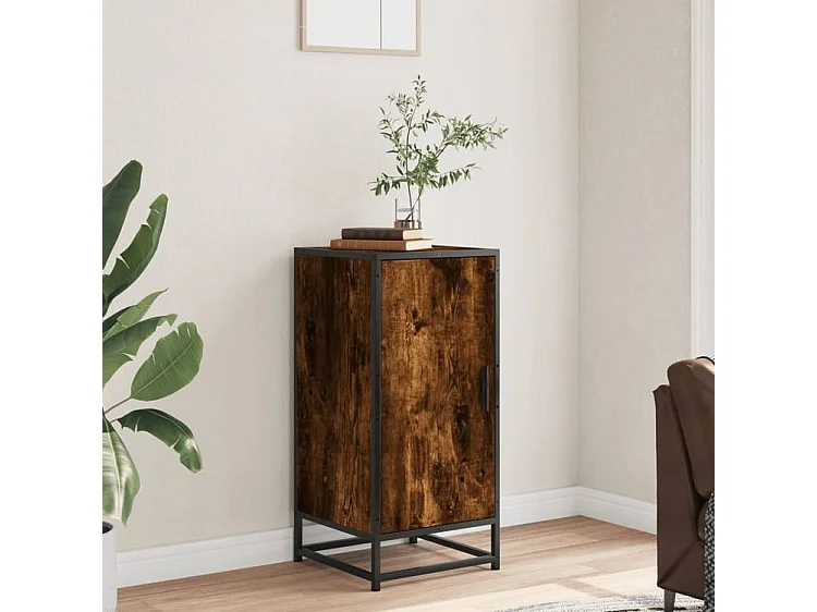 Buffet chêne fumé 35,5x35x76 bois d'ingénierie et métal