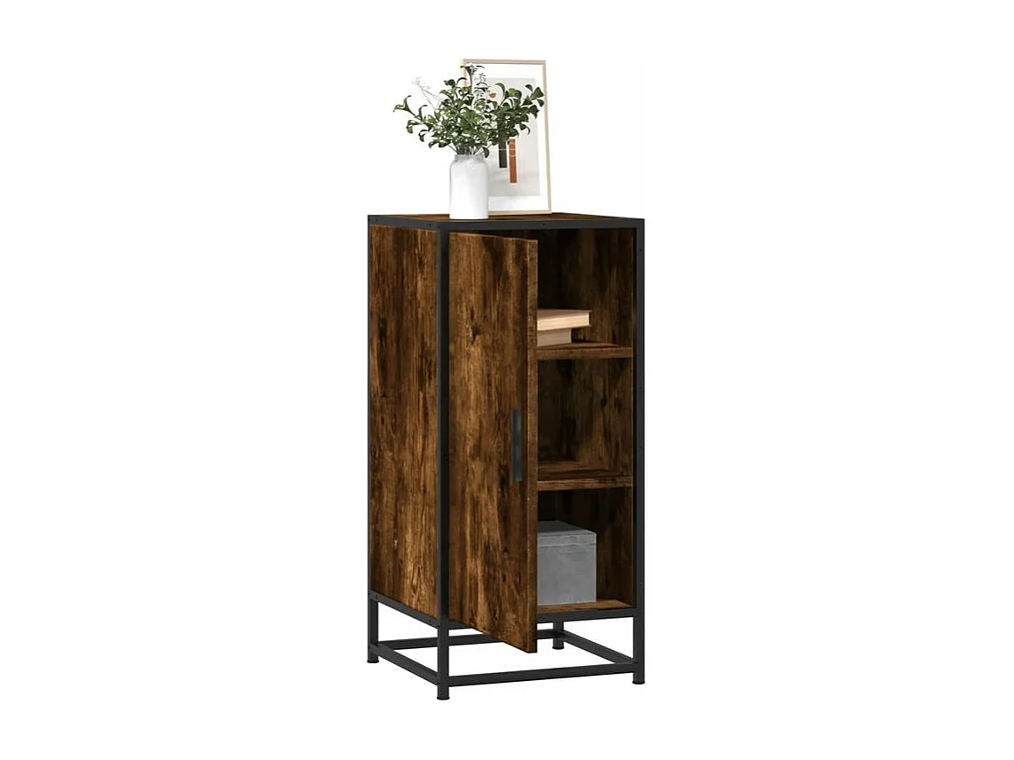 Buffet chêne fumé 35,5x35x76 bois d'ingénierie et métal