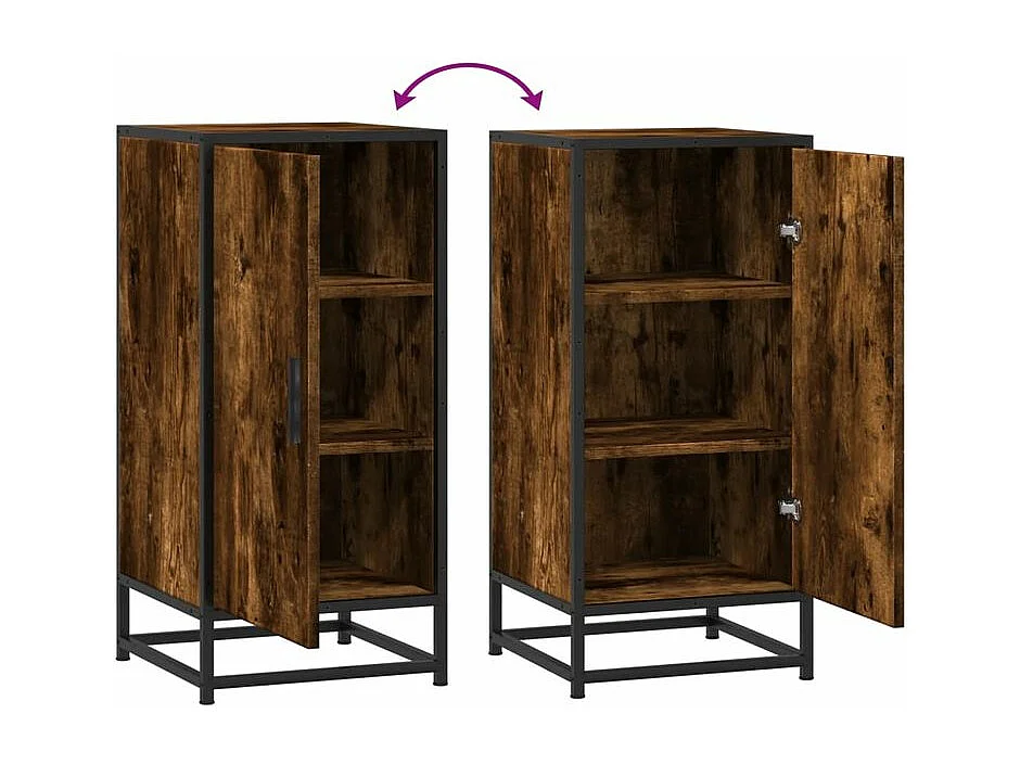 Buffet chêne fumé 35,5x35x76 bois d'ingénierie et métal