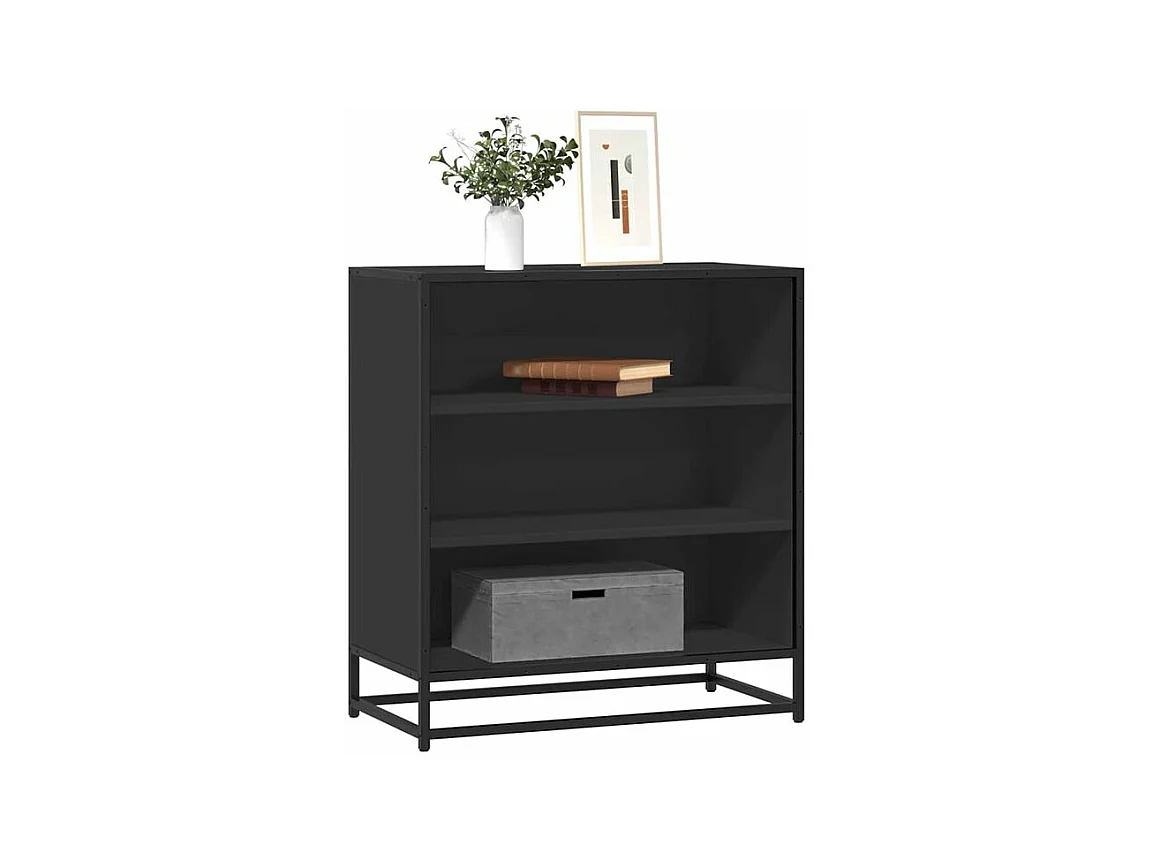 Buffet noir 68x35x76 bois d'ingénierie et métal