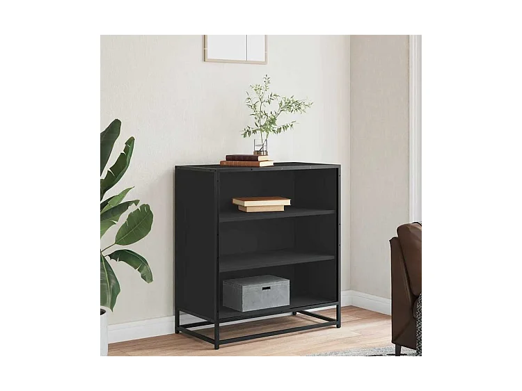 Buffet noir 68x35x76 bois d'ingénierie et métal