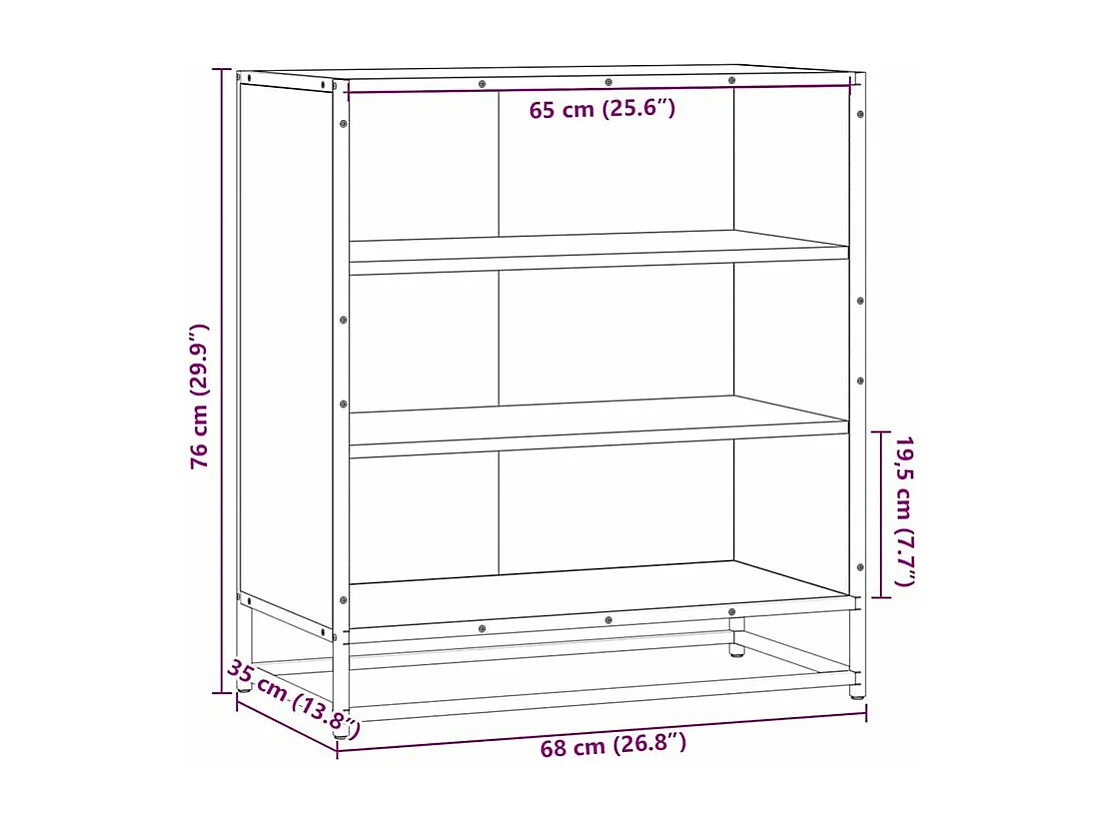 Buffet noir 68x35x76 bois d'ingénierie et métal