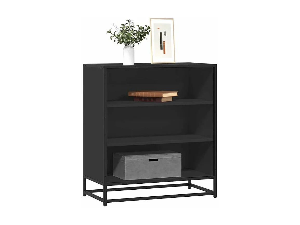 Buffet noir 68x35x76 bois d'ingénierie et métal