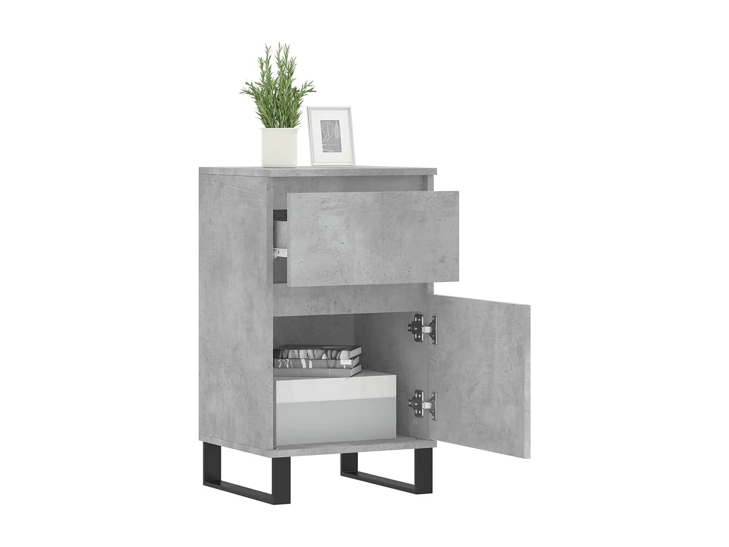 Buffets 2 pcs gris béton 40x35x70 bois d'ingénierie