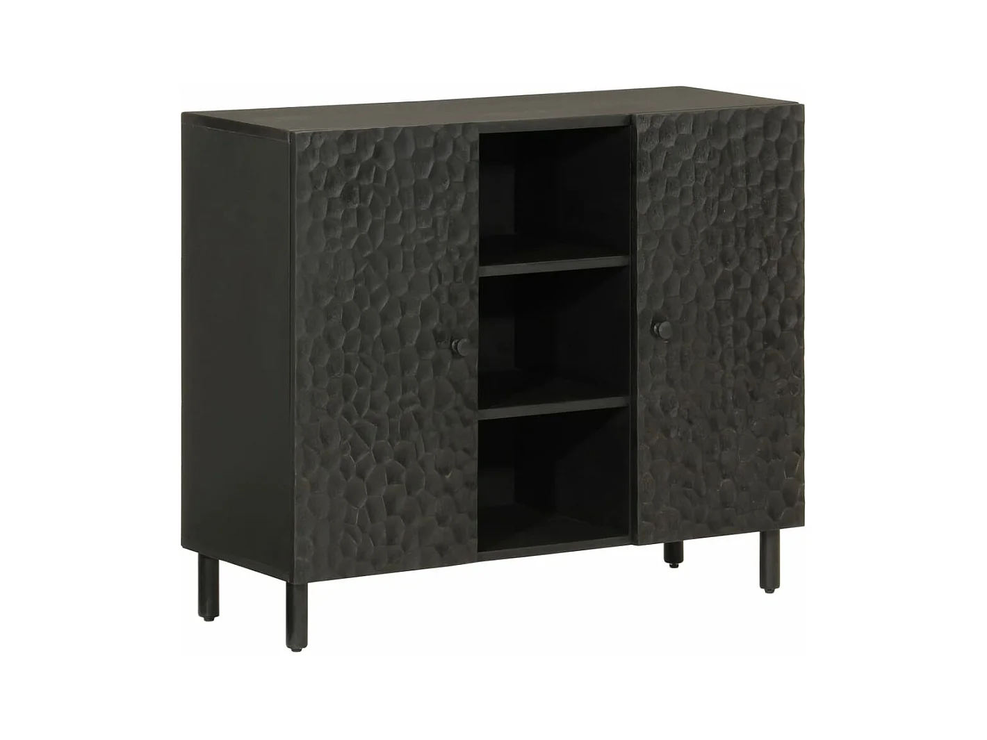 Armoire latérale noir 90x33x75 bois massif de manguier