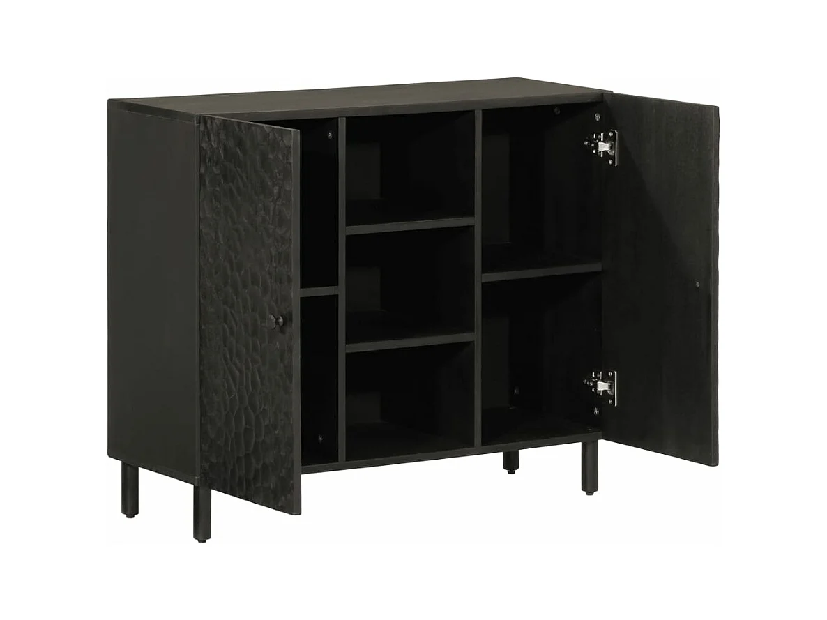 Armoire latérale noir 90x33x75 bois massif de manguier