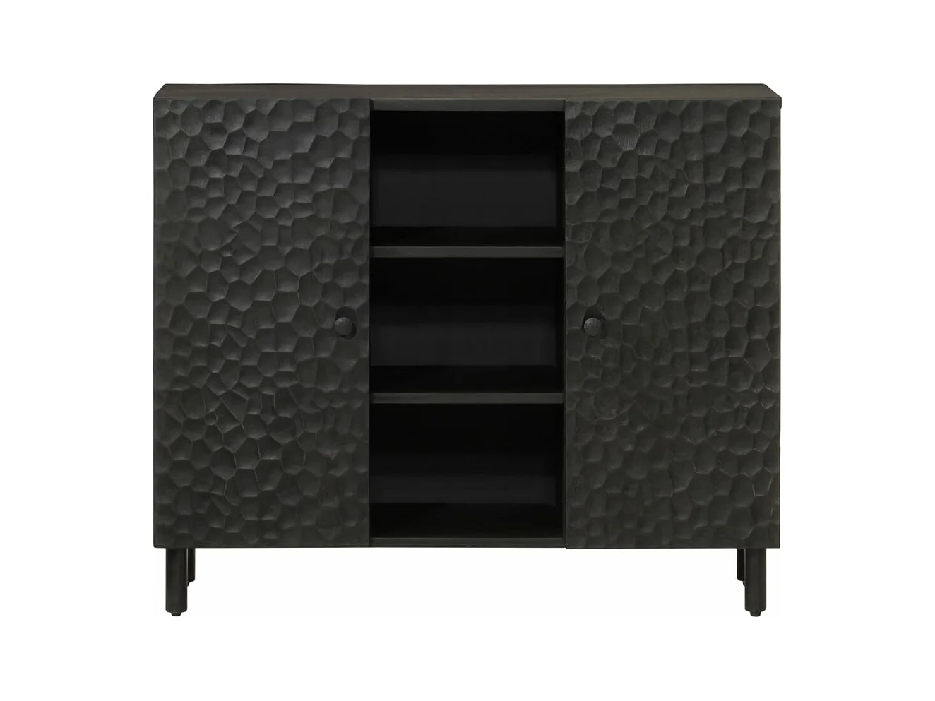 Armoire latérale noir 90x33x75 bois massif de manguier