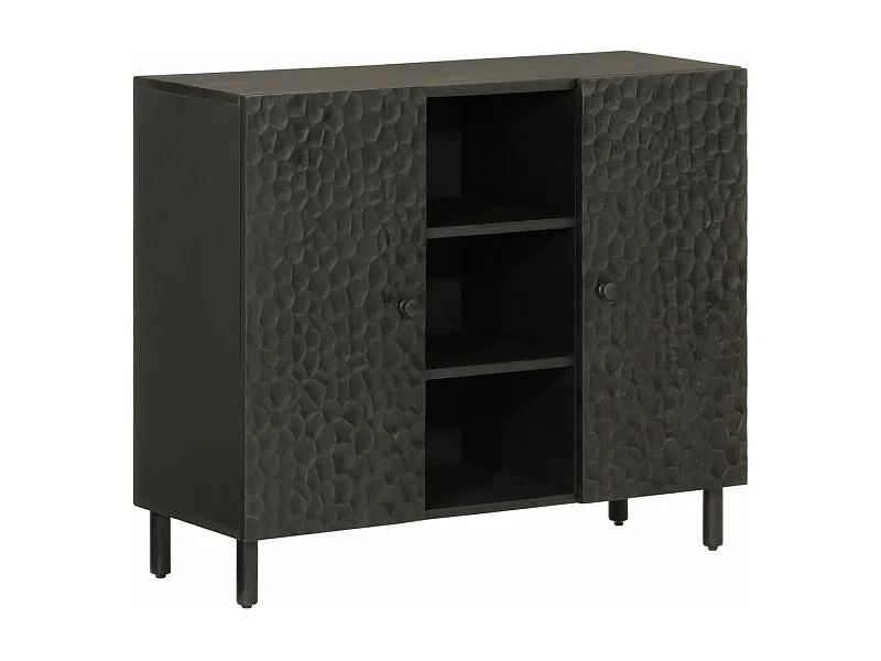 Armoire latérale noir 90x33x75 bois massif de manguier